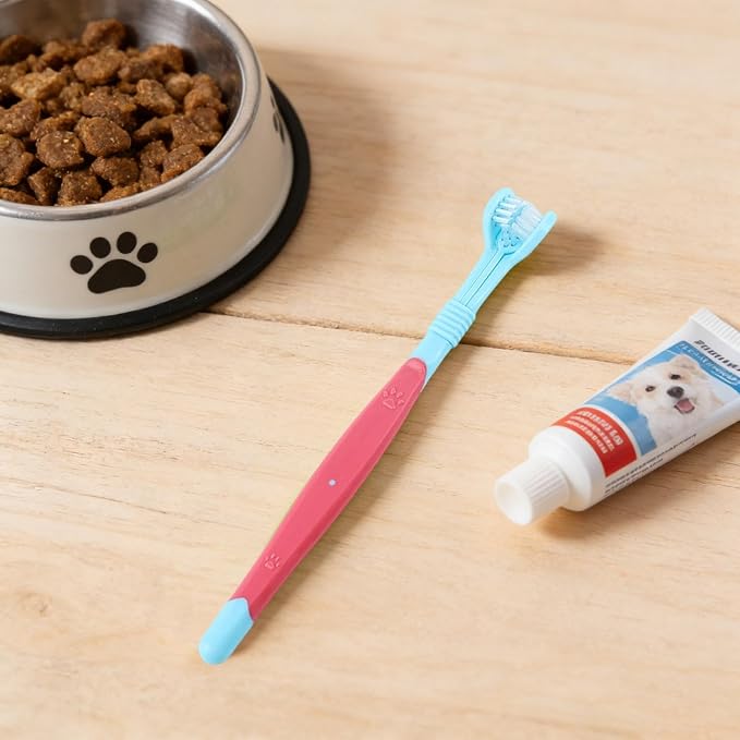 3 Sided Pet Toothbrush for Dogs&Cats, Dog Tooth Brush with Soft Bristles, Easy Teeth Cleaning & Dental Care, Removes Tartar & Bad Breath, Oral Care for Medium & Large Pets (6 Colors)