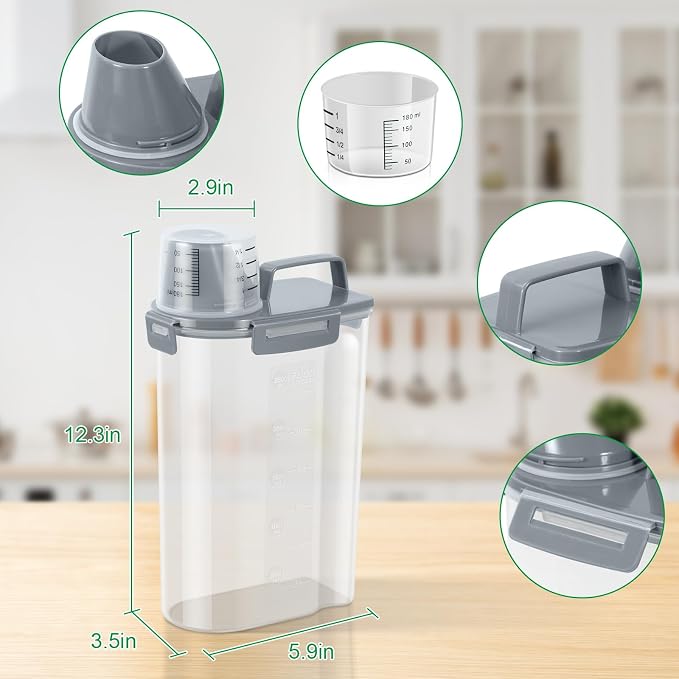 TBMax Dog Food Storage Containers 2 Pack 8 to 10 Lbs, 2-Pack, 10 Lbs, Grey