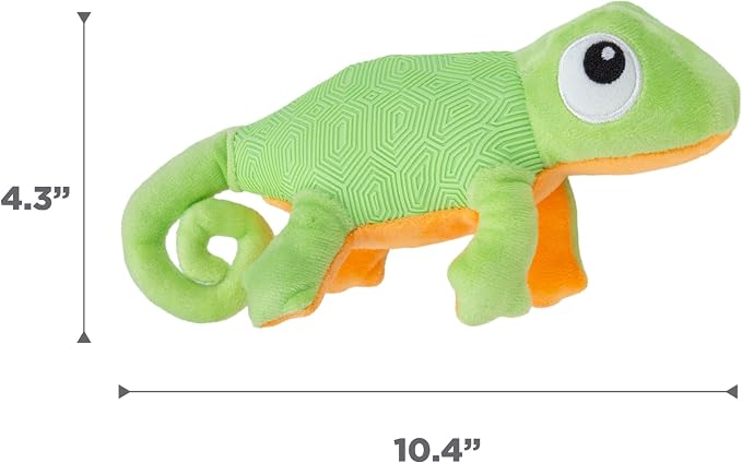 Outward Hound Coated Critterz Dog Toy – Plush & Molded Texture, Squeaky Fetch, Small & Medium Dogs, Lizard, 10.4"