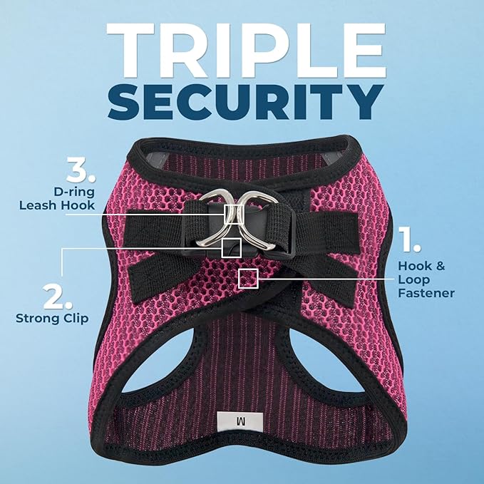 Voyager Step-in Air Dog Vest Harness - Fuchsia 2-Tone, Large | 18- 20.5" in Chest, Reflective Bands, All Weather Breathable Air Mesh, Cats Compatible, Lightweight, Fast Drying