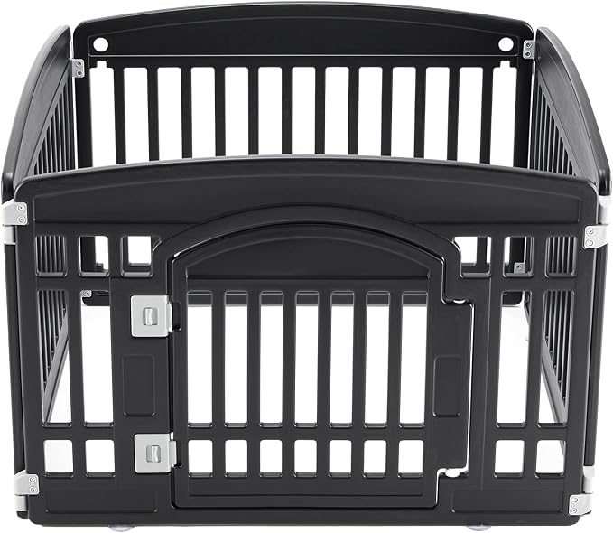 NEWBULIG Dog Playpen 4-Panel, 24IN Puppy Playpen, Stable Dog Play Pen Indoors/Outdoor with Secure Locking Door, Plastic Pet Fence for Small & Medium Dogs