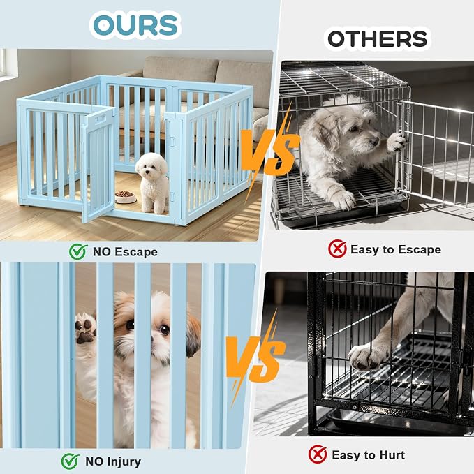 Dog Playpen, Clear Dog Pen, Dog Pen Indoor, Easy to Install and Remove Dog Play Pen, Puppy Playpen Suitable for Dogs, Cats,Dog Playpen Indoor (Blue, 30.3 inch Height, 8 Panels)
