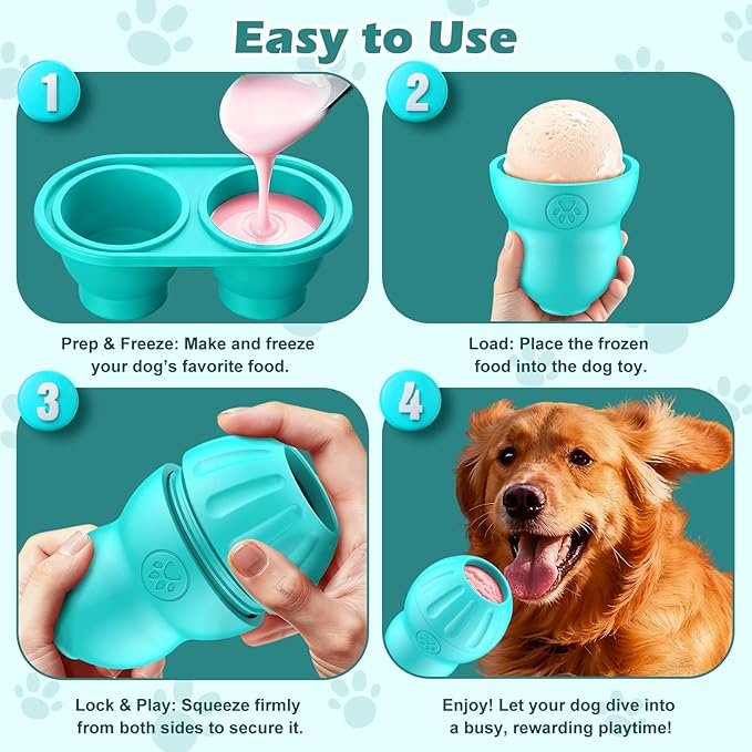 VIWIK Interactive Dog Toys to Keep Them Busy, Frozen Treat Dispensing Dog Puzzle Toy for Small Medium Breeds, Cognitive Dog Enrichment Toys, Freezable Fillable Rubber, Easy to Clean Blue