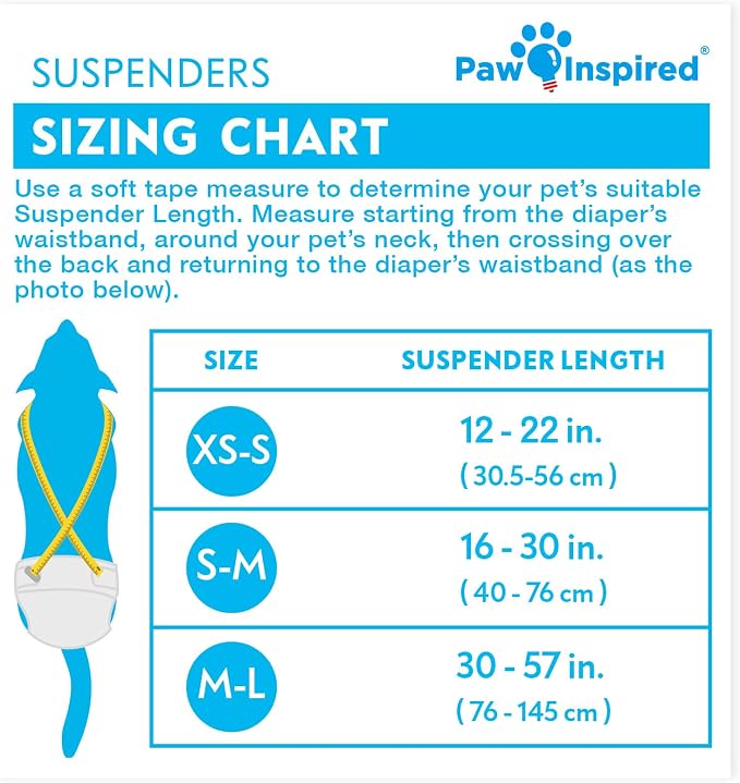 Paw Inspired Reusable Washable Dog Diapers (Pack of 3) in Assorted Colors with White Lining and Dog Diaper Suspenders in Black Combo Pack (Medium)