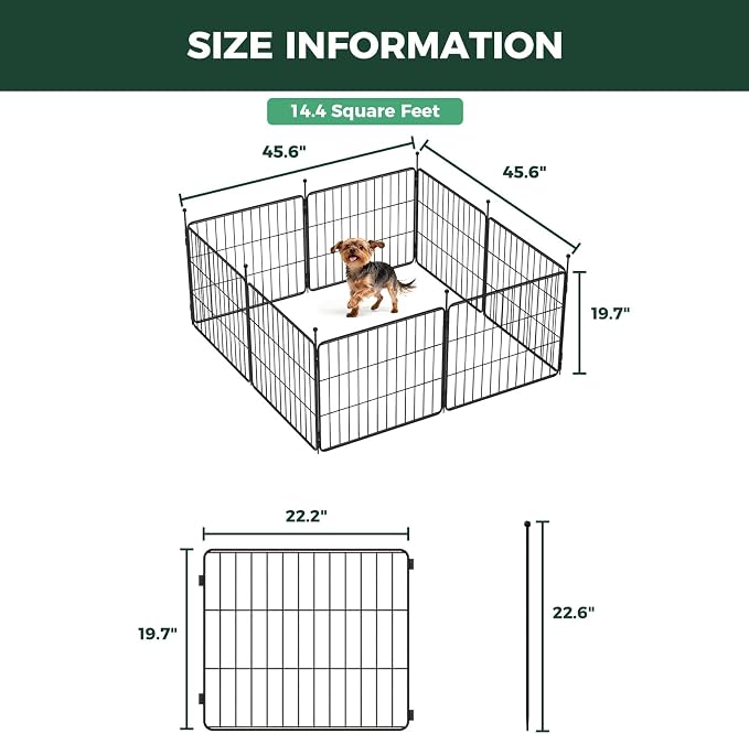 FXW MiniPaws Unleashed Dog Playpen, 20in 8 Panels