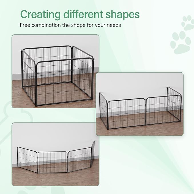 FDW Dog Playpen Kennel, 24in 4 Panels, Black