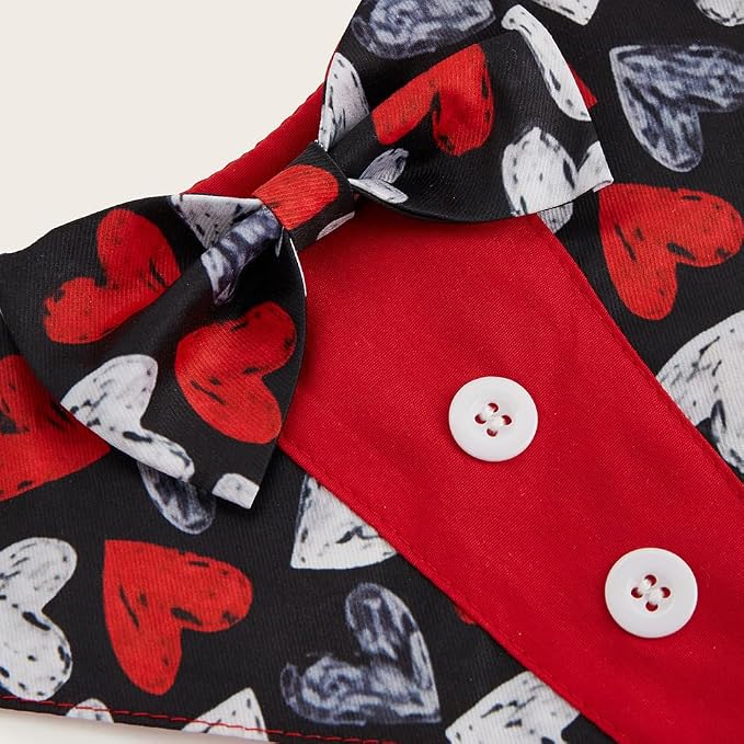 Valentine Dog Tuxedo Bandana with Bow Tie, Large, XS