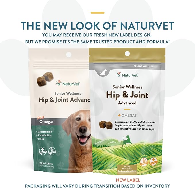 NaturVet Senior Dog Wellness Hip & Joint Advanced Plus - 120 Soft Chews