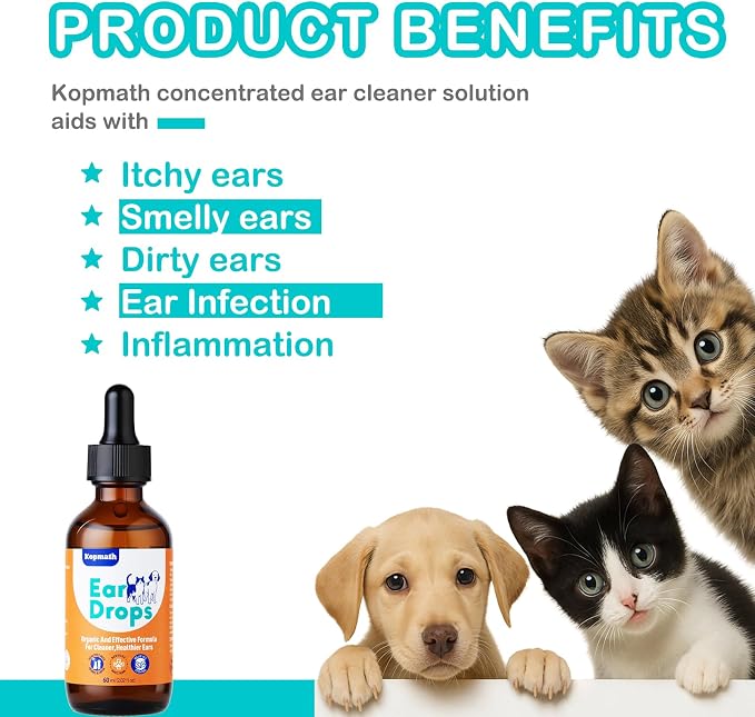 Dog Ear Drops, Dog Ear Cleaner Drops, 2 oz with Dropper