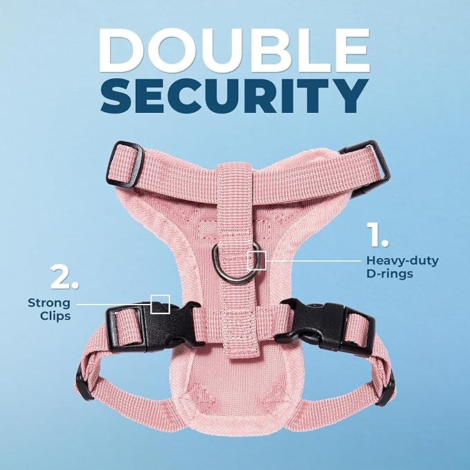 Voyager Escape-Proof Step-in Lock Cat Harness & 5ft Neoprene-Handle Leash Set All-Weather Mesh with Reflective Stitching for Small to Large Cats by Best Pet Supplies, Pink, XXXS