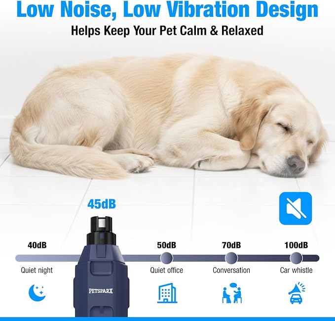 6-Speed Dog Nail Grinder Quiet, Dual, with LED Light