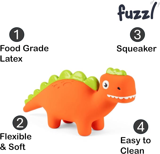 Fuzzl Steggy Latex Dog Chew Toys with Squeaker Soft Squeaker Puppy Toy Dinosaur