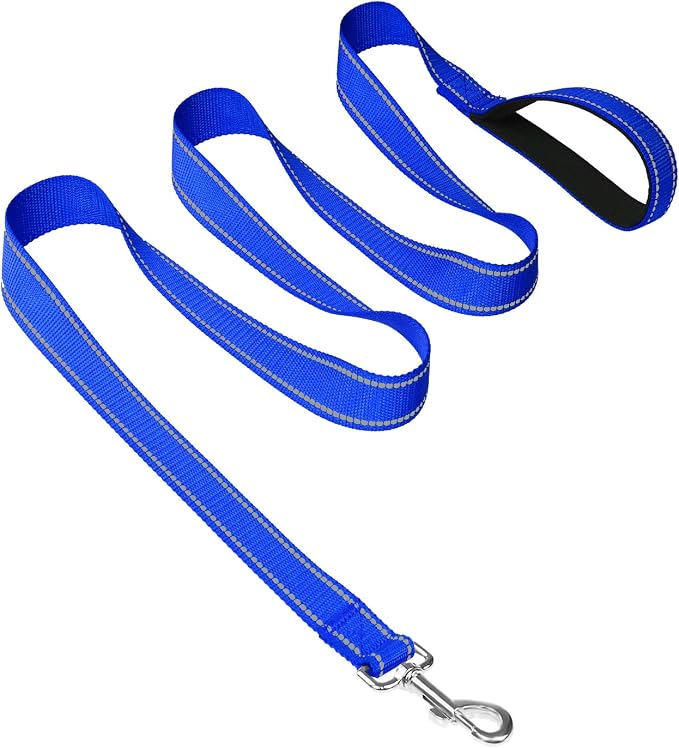 Joytale 6FT×1'' Dog Leash and Dog Collar (16-24"), Reflective Soft Neoprene Padded Pet Collars and Leashes for Large Dog, Navy Blue