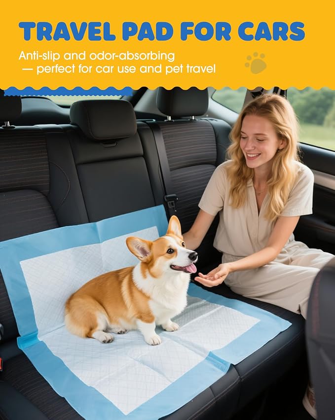 Powools 150-Pack Large Puppy Pads - 22'' x 22'' Pee Pads for Dogs Potty Training with Leak-Proof Quick-Dry Design, 6-Layer Dog Pads Large, Blue