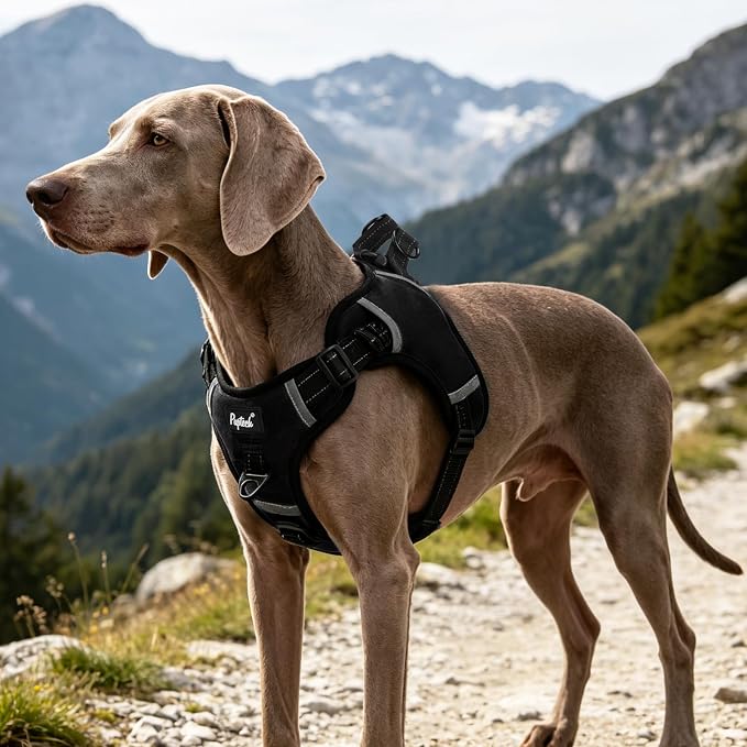 PUPTECK Dog Harness Medium Sized, No Pull Step-in Pet Vest Harness, Adjustable Soft Padded Reflective Safe Night Walking, No Choke Easy On & Off, Black M