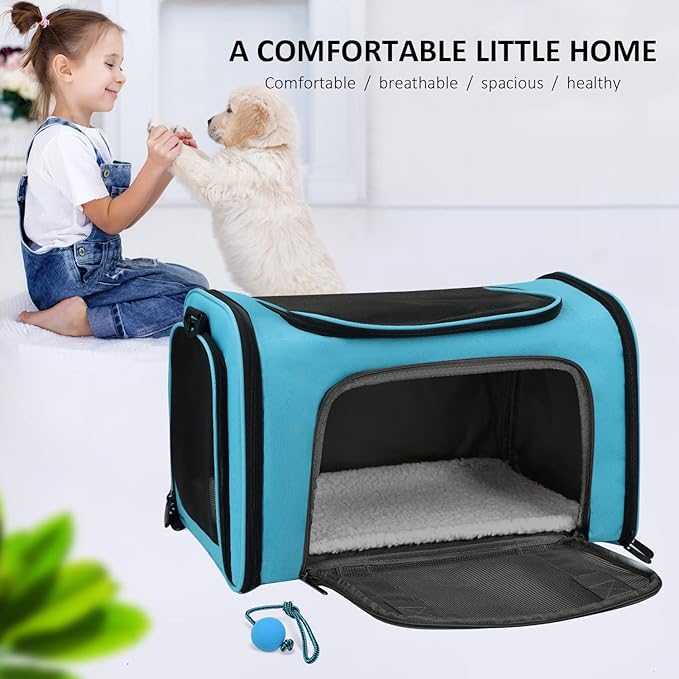 Henkelion Pet Carrier, Small/Medium Up to 15 lbs, Airline Approved, Blue
