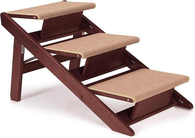 Pine Frame Dog RampSteps, 3 Step,Brown