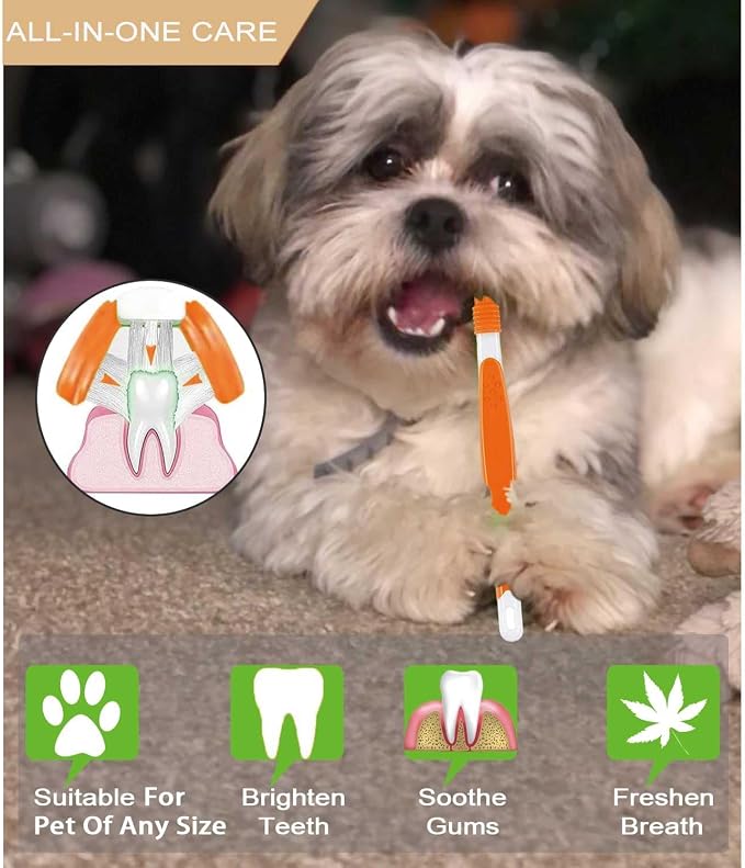 Dog Toothbrush Set,Finger Rubber Toothbrushes/Double Head Pet Tooth Brush/Triple Head Dog Toothbrushes/360º Cat Toothbrush/Multi-Angle Dental Cleaning Brushes Kit for Puppy Kitten Oral Hygiene,8 Pack