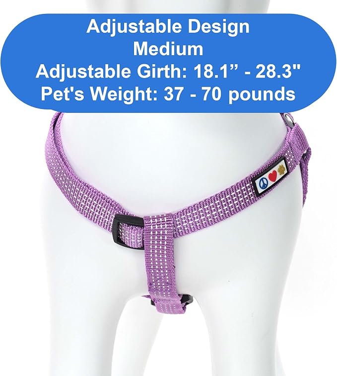 Pawtitas Reflective Step-in Dog Harness – Adjustable No-Pull Vest for Puppies to Seniors, Safe & Comfortable, M Orchid