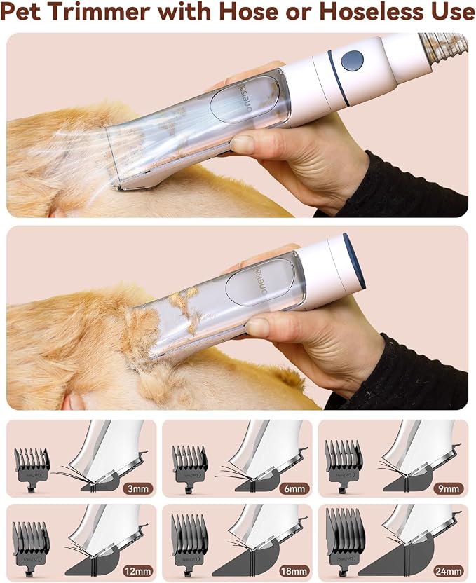 oneisall Dog Grooming Vacuum, 13000Pa Powerful 3L Dust Cup Pet Vacuum with Clipper Nail Grinder & Shedding Brush, 7 in 1 Dog Grooming Kits, Quiet, Large Capacity 3 Suction Levels, BM3