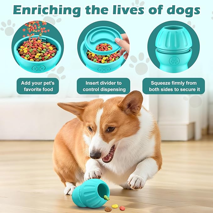 VIWIK Interactive Dog Toys to Keep Them Busy, Frozen Treat Dispensing Dog Puzzle Toy for Small Medium Breeds, Cognitive Dog Enrichment Toys, Freezable Fillable Rubber, Easy to Clean Blue