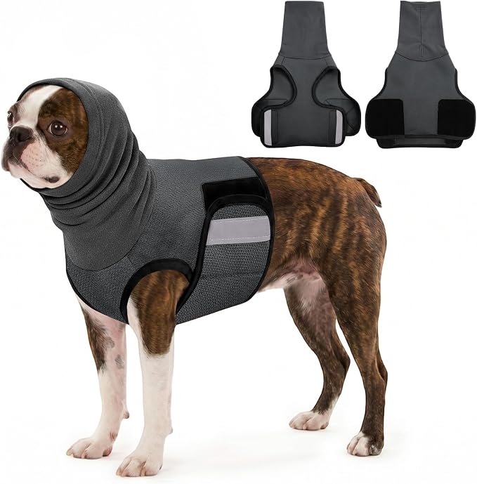 AOFITEE Dog Thunder Jacket with Hood, Breathable Medium Dog Anxiety Vest