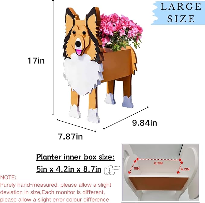 Sheltie Dog Planter Pots, Animal Shaped Flower Pot