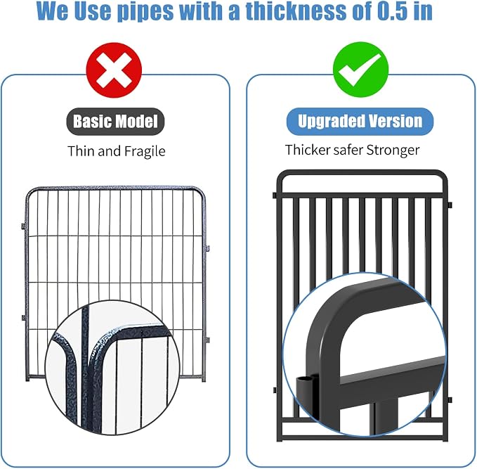 New Thickened Version Dog Playpen, 40 Inch Dog Fences for The Yard, Portable Outdoor Dog Playpen for Large/Medium/Small Dogs, Foldable Metal Dog playpen, with Doors (16 Panels, 40 Inch)