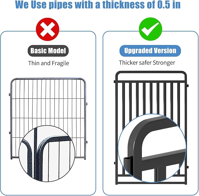 New Thickened Version Dog Playpen, 40 Inch Dog Fences for The Yard, Portable Outdoor Dog Playpen for Large/Medium/Small Dogs, Foldable Metal Dog playpen, with Doors (8 Panels, 40 Inch)