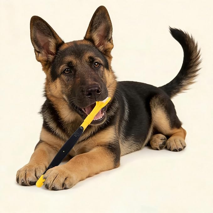 3 Sided Pet Toothbrush for Dogs&Cats, Dog Tooth Brush with Soft Bristles, Easy Teeth Cleaning & Dental Care, Removes Tartar & Bad Breath, Oral Care for Medium & Large Pets (Yellow*2)