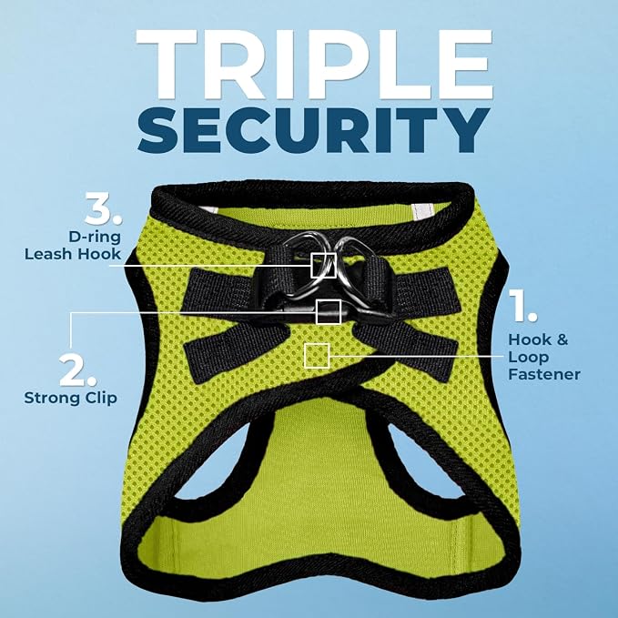 Best Pet Supplies Voyager Step-in Air All Weather Mesh Harness and Reflective Dog 5ft Leash Combo with Neoprene Handle, for Small, Medium and Large Breed Puppies - Lime/Black Trim, X-Large