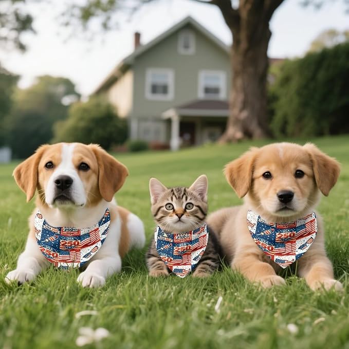 Jeiento USA 250th Anniversary US Flag Dog Bandana for Boy and Girl Dogs Triangle, Small, Polyester
