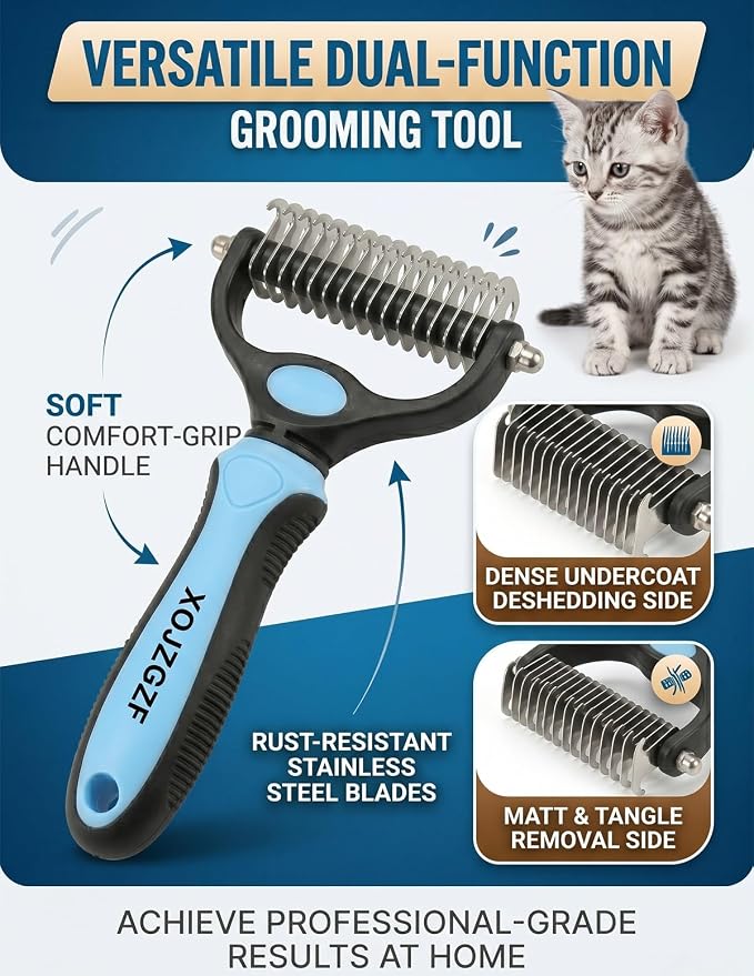 Professional Deshedding Tool for Dogs & Cats, Green