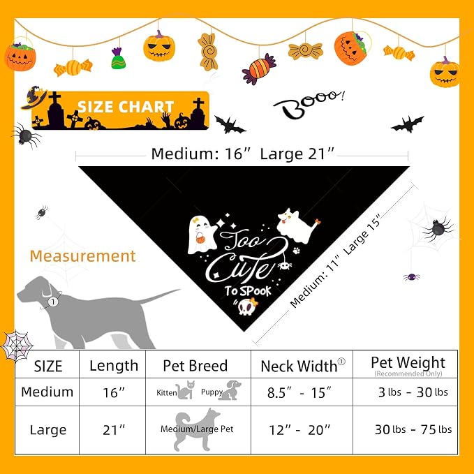 Halloween Dog Bandana, Medium, Small