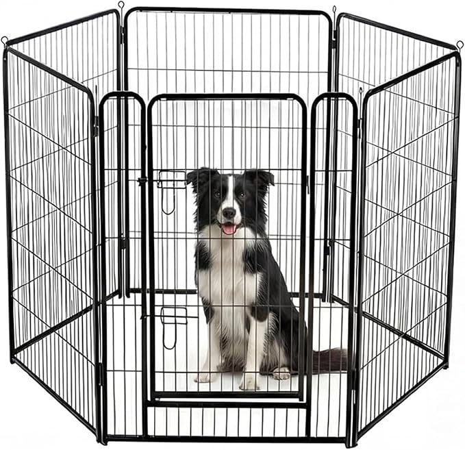Dog Pen Pet Playpen Dog Fence Indoor Foldable Metal Wire Exercise Puppy Play Yard Pet Enclosure Indoor Outdoor 6pcs 80 * 100cm