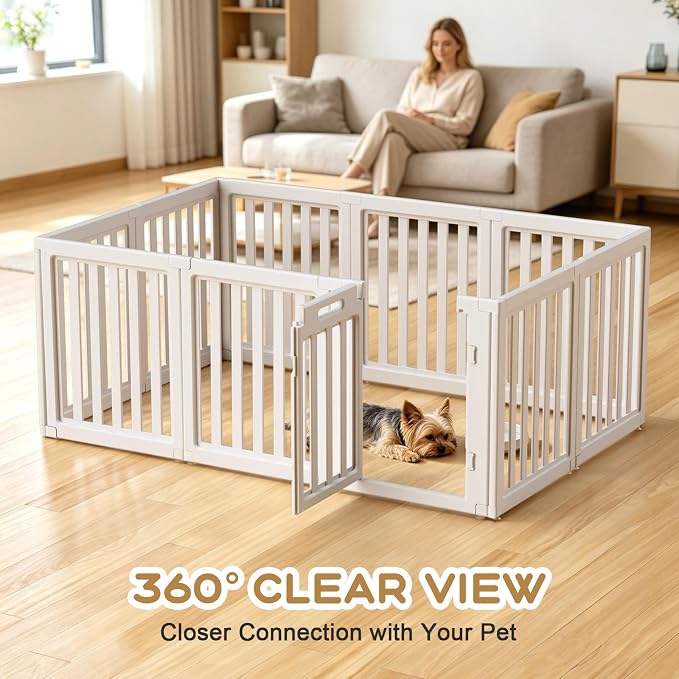 Dog Playpen, Clear Dog Pen, Dog Pen Indoor, Easy to Install and Remove Dog Play Pen, Puppy Playpen Suitable for Dogs, Cats,Dog Playpen Indoor (White, 30.3 inch Height, 10 Panels)