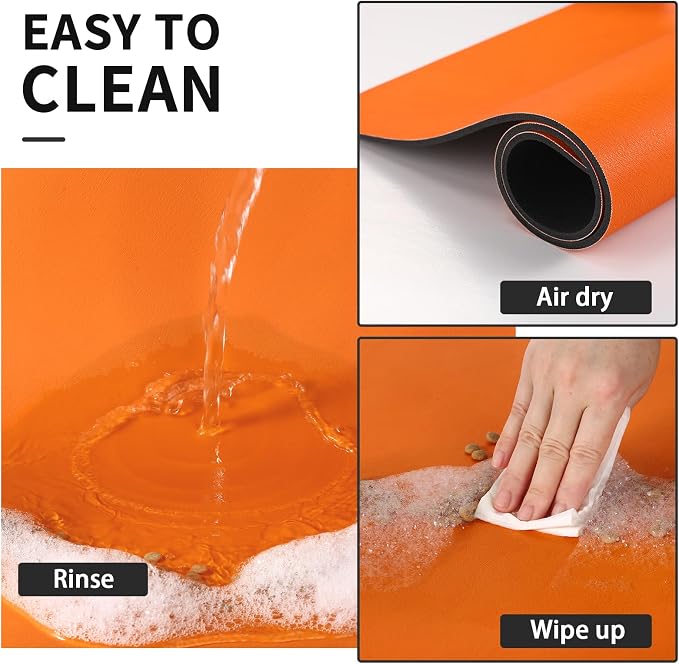 HotLive Dog Food Mat - Absorbent Cat Mat for Food and Water, No Stains Pet Feeding Bowl Mat, Easy to Clean Pet Placemats, Quick Dry Dog Water Dispenser Mat for Messy Drinkers | Paw Orange 12"x 19"