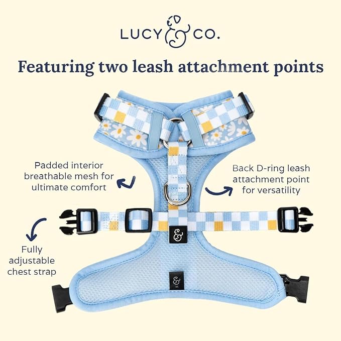 Lucy & Co. The Simply Splendid No-Pull Dog Harness - Size Medium - Vest to Stop Pulling & Walk Easy - Comfortable Leash Training Product w/Adjustable Chest & Neck Straps