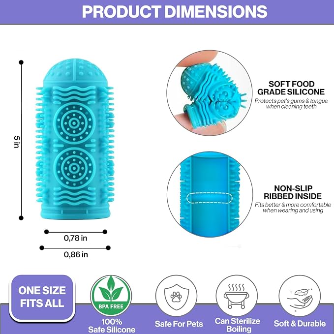 4-Pack Finger Toothbrush for Dogs, Silicone Dog Teeth Cleaning Kit Protects Gums (Multicolor)