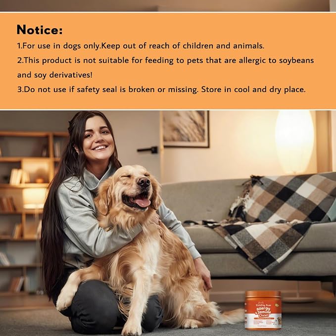 Dog Allergy Chews for Skin Itching, Itch Relief for Dogs, Allergy Support Multivitamin for Seasonal Allergies,Omega 3 Fish Oil for Healthy lmmune System Support, 120 Chews, Chicken Flavor