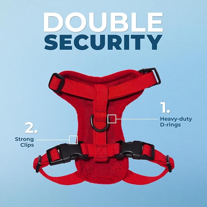 Voyager Escape-Proof Step-in Lock Cat Harness & 5ft Neoprene-Handle Leash Set All-Weather Mesh with Reflective Stitching for Small to Large Cats by Best Pet Supplies, Red, XXS