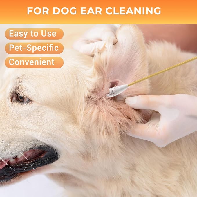 OwnWise 200pcs Extra Large Cotton Swabs, Long Wooden Cotton Swab for Dog Ears Cleaning, Highly Absorbent Big Cotton Balls Jumbo Size with 6 Inch Bamboo Sticks
