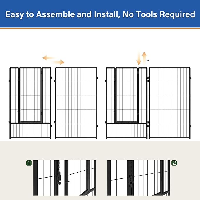 Dog Playpen 36 inch 4 Panels for Indoor & Outdoor Use – Heavy-Duty Metal Pet Fence with Ground Stakes, Rounded Ball Tops for Safety, Stable & Foldable Design, Easy to Assemble