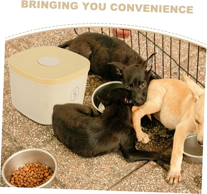 GLEAVI Small Airtight Pet Food Storage Container for Dog and Cat Food Vacuum-sealed Moisture-proof Bin with Yellow Lid Suitable for Puppy and Cat Feeding