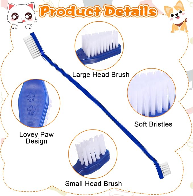 160Pcs Dual Head Dog Toothbrushes, Long Handle for Puppy Cat Dental Care