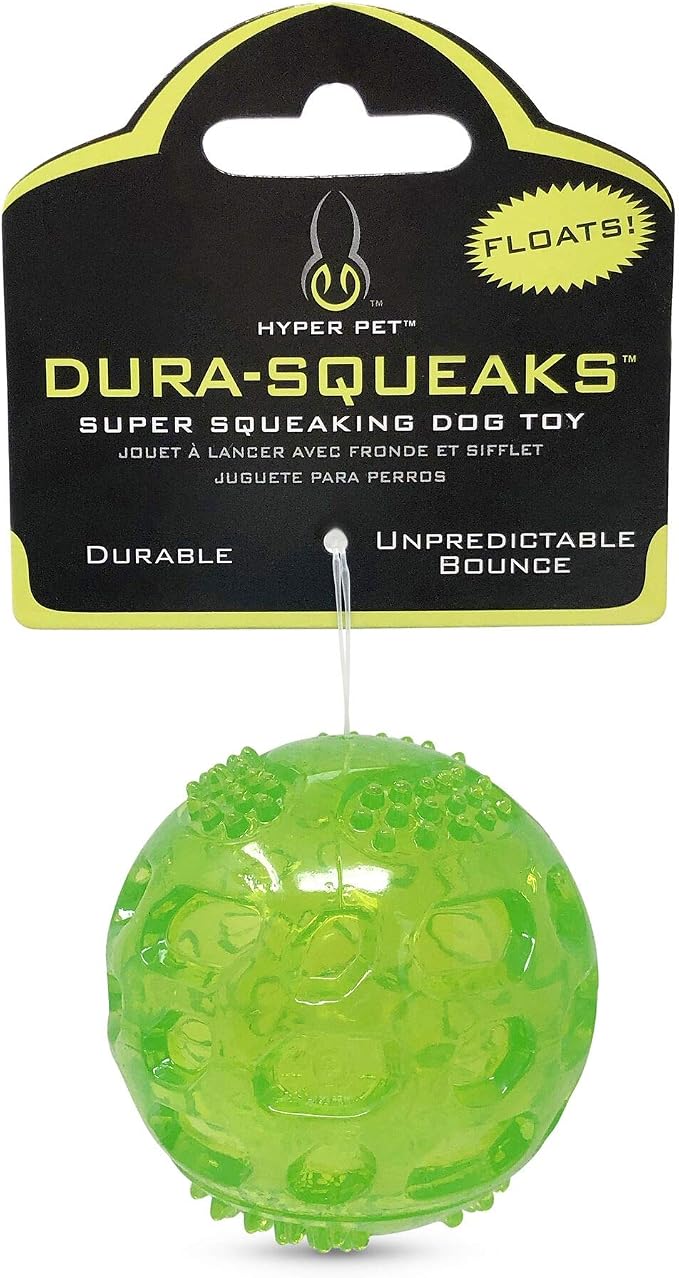 Hyper Pet DuraSqueak Dog Ball Toy, Interactive Dog Toys that Float and Squeaks for Playing, Fetching and Retrieving-Great Alternative to Traditional Tennis Balls Green 2.5 Inch | Bold sound effects reward play, a fresh alternative to traditional tennis...