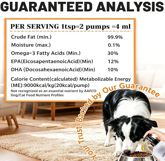 Salmon Oil Supplement for Dogs and Cats, Omega 3 Fish Oil Supports Skin, Coat & Joint Health, 8.5 fl oz