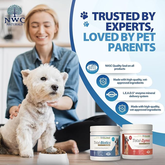 NWC Naturals Pet Probiotic and Digestive Enzyme Powder Twin Pack, 2 Jar Set