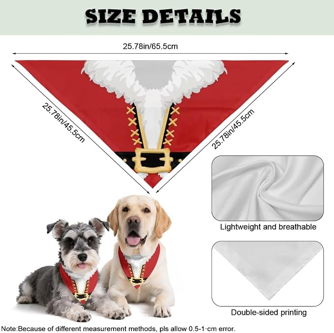 Jeiento Christmas Theme Dog Bandanas Christmas Birthday Scarf Adjustable Large Pet Washable Bib Triangle, Large, Polyester, Christmas Theme