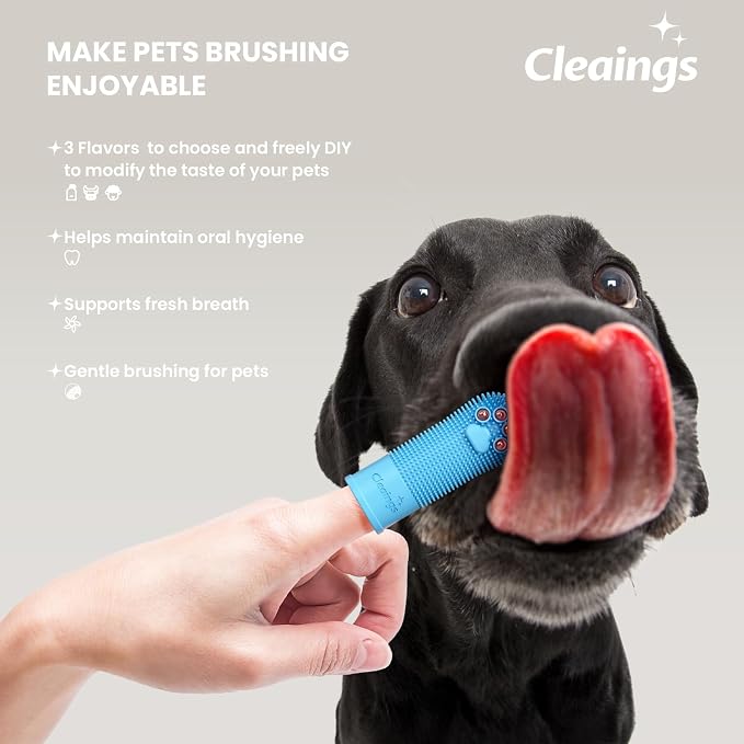 Dog Finger Toothbrush with Flavor Burst Beads, 360° Silicone Dog Toothbrush Kit for Dogs & Cats, Deep Teeth Cleaning, (36 Beads per Brush), No Pet Toothpaste Needed - 2 Pcs Lamb Flavor